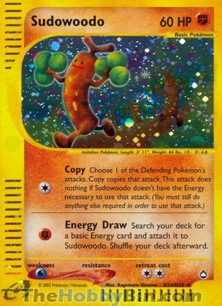 Sudowoodo Aquapolis Holo Rare #H24/H32