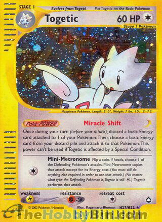 Togetic Aquapolis Holo Rare #H27/H32