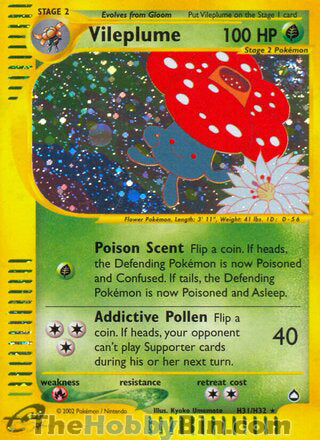 Vileplume Aquapolis Holo Rare #H31/H32