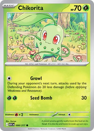 0008 Chikorita Common Ascended Heroes