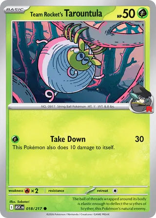 Team Rocket's Tarountula #18/217 Common - Ascended Heroes Pokemon card