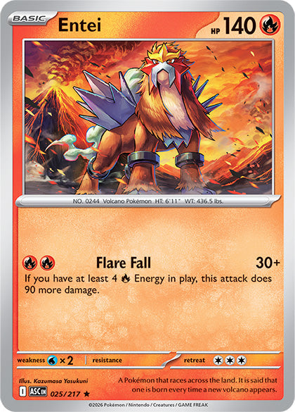Entei #25/217 Rare - Ascended Heroes Pokemon card