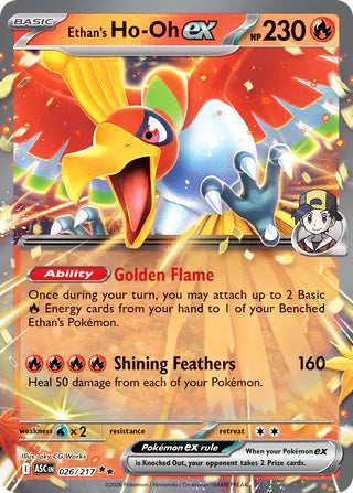 Ethan's Ho-Oh ex #26/217 Double Rare - Ascended Heroes Pokemon card