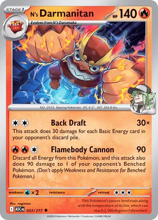 N's Darmanitan #33/217 Uncommon - Ascended Heroes Pokemon card