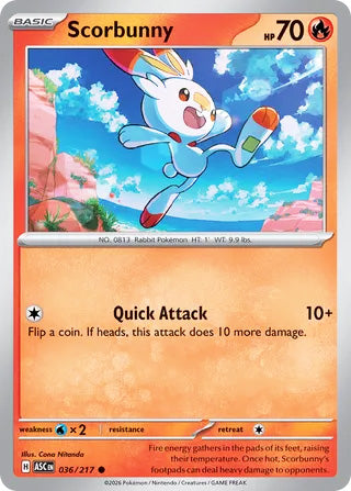Scorbunny #36/217 Common - Ascended Heroes Pokemon card