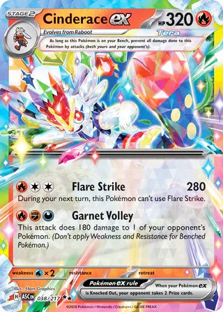 Cinderace ex #38/217 Double Rare - Ascended Heroes Pokemon card