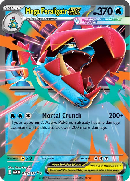 Mega Feraligatr ex #43/217 Double Rare - Ascended Heroes Pokemon card