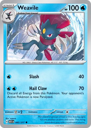 Weavile #45/217 Uncommon - Ascended Heroes Pokemon card