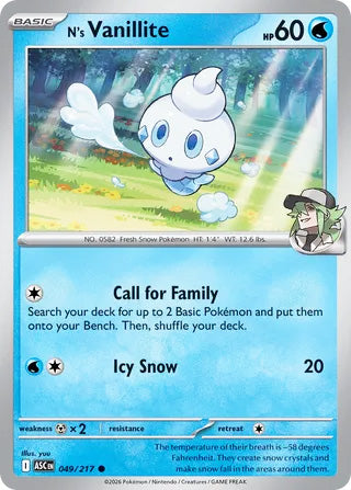 N's Vanillite #49/217 Common - Ascended Heroes Pokemon card
