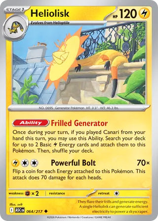 Heliolisk #64/217 Uncommon - Ascended Heroes Pokemon card