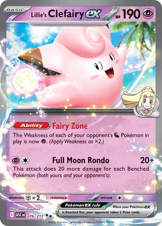Lillie's Clefairy ex #76/217 Double Rare - Ascended Heroes Pokemon card