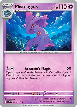 Mismagius #86/217 Rare - Ascended Heroes Pokemon card