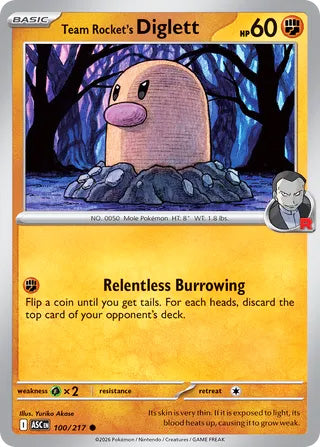 Team Rocket's Diglett #100/217 Common - Ascended Heroes Pokemon card