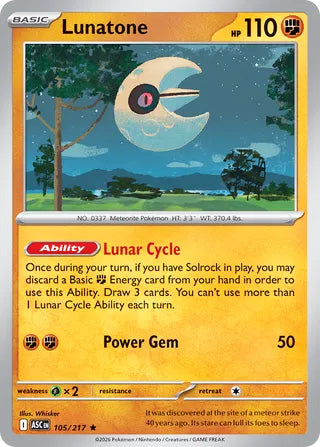 0105 Lunatone Rare Ascended Heroes
