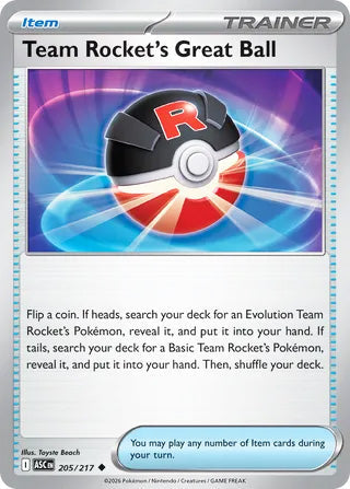 Team Rocket's Great Ball #205/217 Uncommon - Ascended Heroes Pokemon card