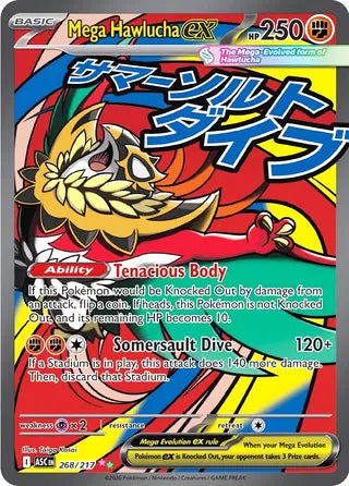 Mega Hawlucha ex #268/217 Mega Attack Rare - Ascended Heroes Pokemon card