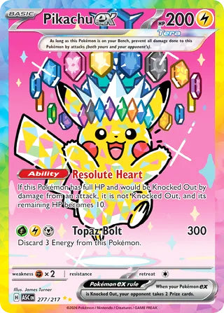 Pikachu ex #277/217 Special Illustration Rare - Ascended Heroes Pokemon card