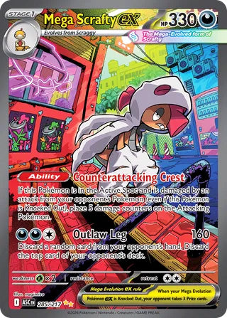 Mega Scrafty ex #285/217 Special Illustration Rare - Ascended Heroes Pokemon card