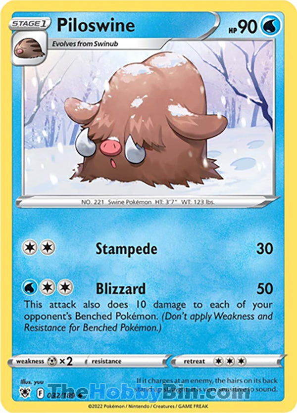 Piloswine #32/189 Uncommon - Astral Radiance Pokemon card