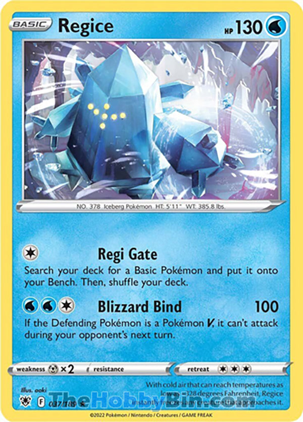 Regice #37/189 Rare - Astral Radiance Pokemon card