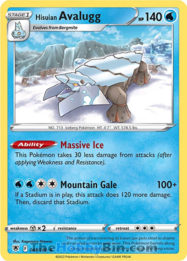 Hisuian Avalugg #48/189 Rare - Astral Radiance Pokemon card