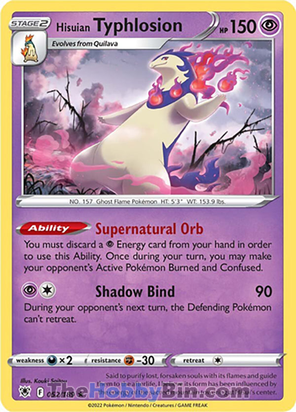Hisuian Typhlosion #52/189 Holo Rare - Astral Radiance Pokemon card