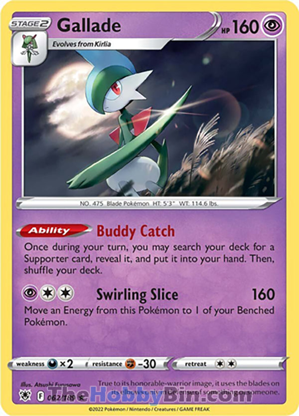 Gallade #62/189 Holo Rare - Astral Radiance Pokemon card