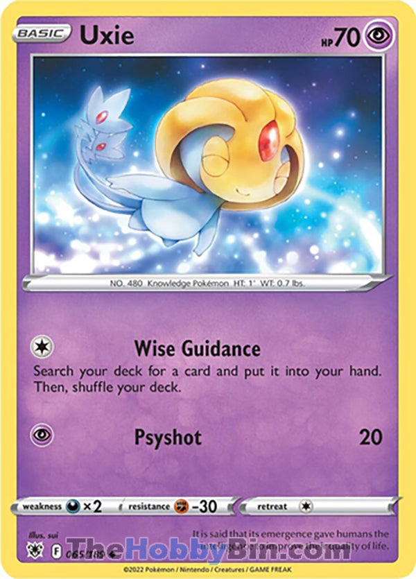 Uxie #65/189 Uncommon - Astral Radiance Pokemon card