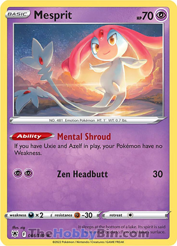 Mesprit #66/189 Holo Rare - Astral Radiance Pokemon card