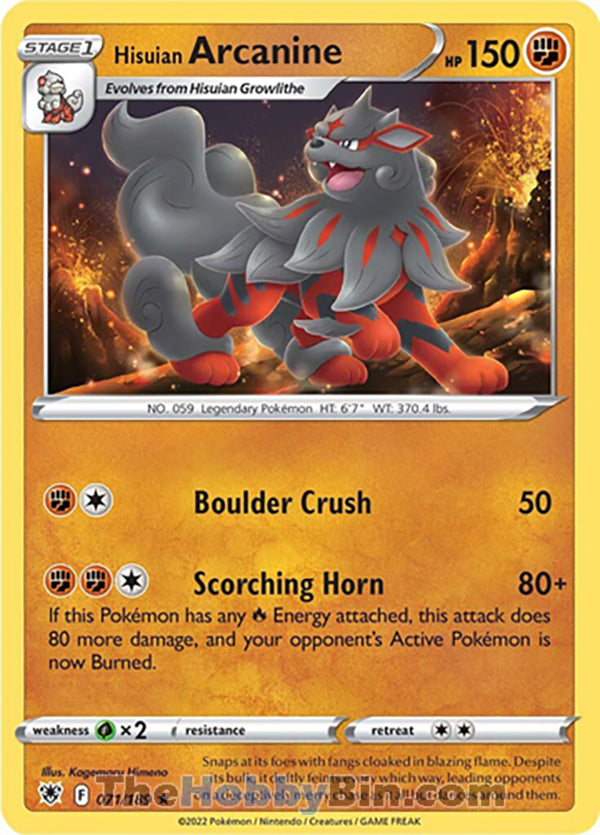 Hisuian Arcanine #71/189 Rare - Astral Radiance Pokemon card