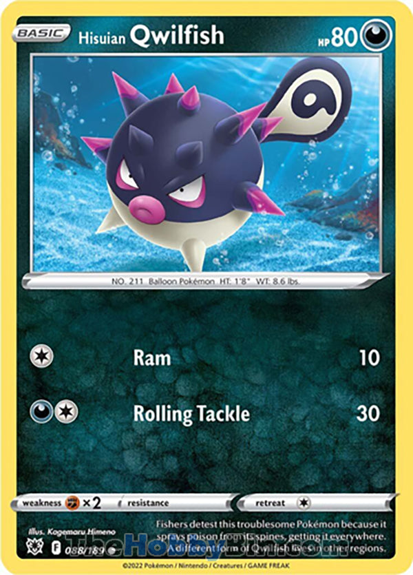 Hisuian Qwilfish #88/189 Common - Astral Radiance Pokemon card