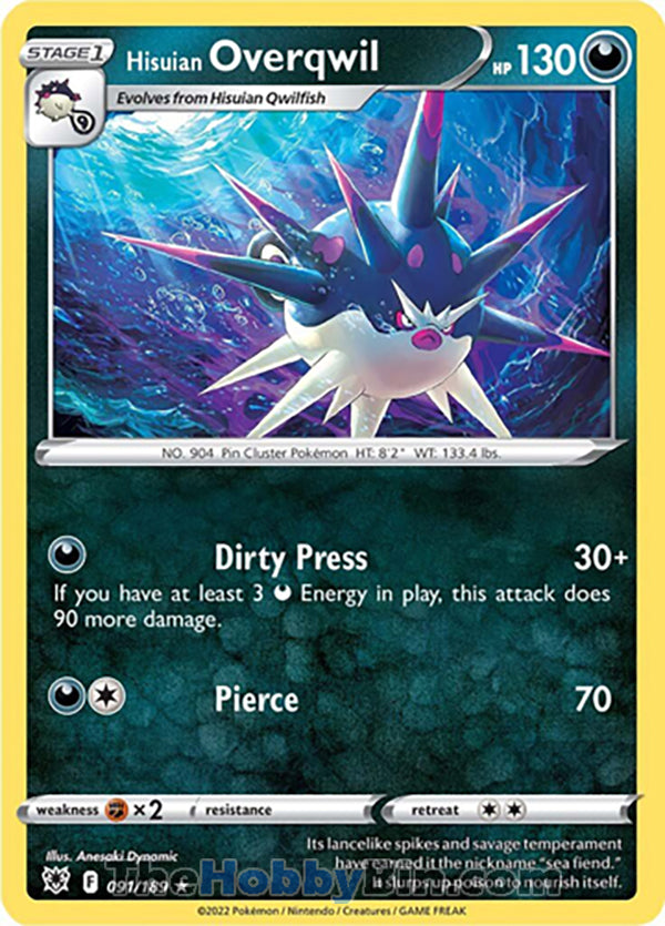 Hisuian Overqwil #91/189 Rare - Astral Radiance Pokemon card