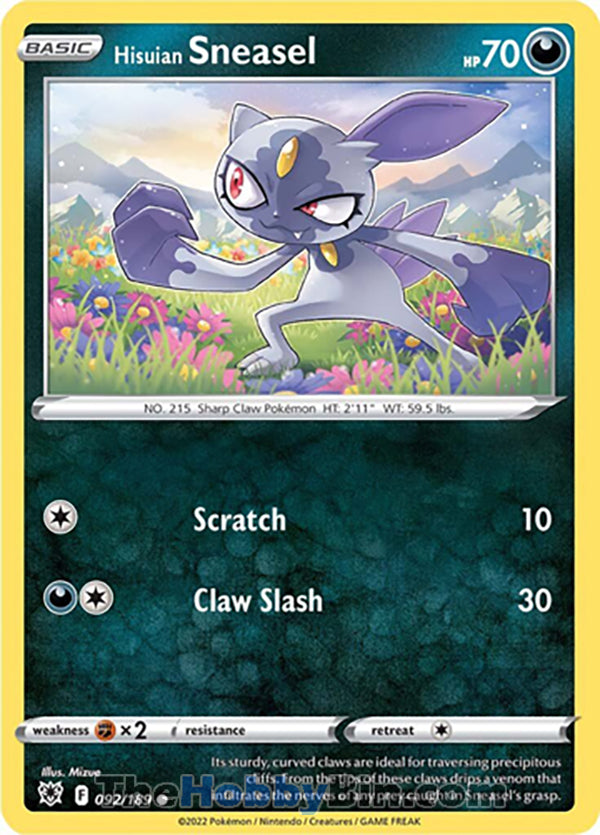 Hisuian Sneasel #92/189 Common - Astral Radiance Pokemon card