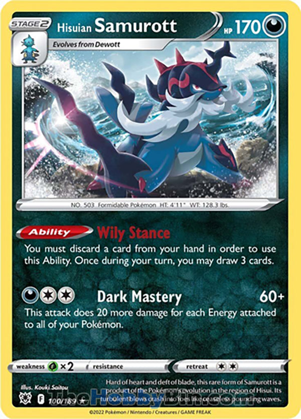 Hisuian Samurott #100/189 Holo Rare - Astral Radiance Pokemon card