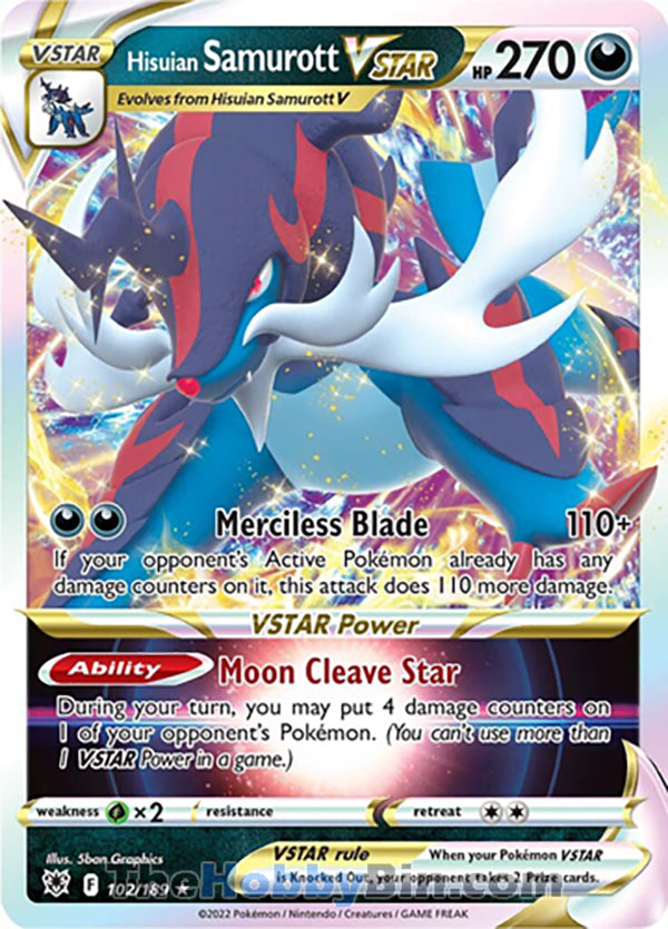 Hisuian Samurott VSTAR #102/189 Ultra Rare - Astral Radiance Pokemon card