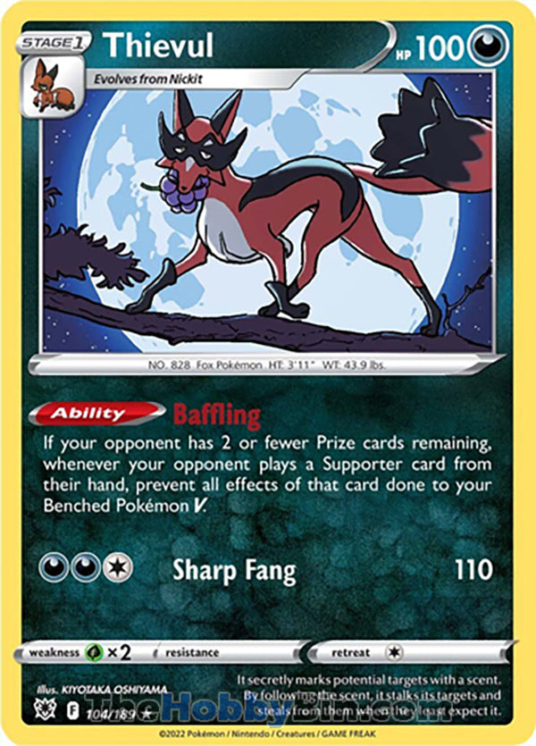Thievul #104/189 Rare - Astral Radiance Pokemon card