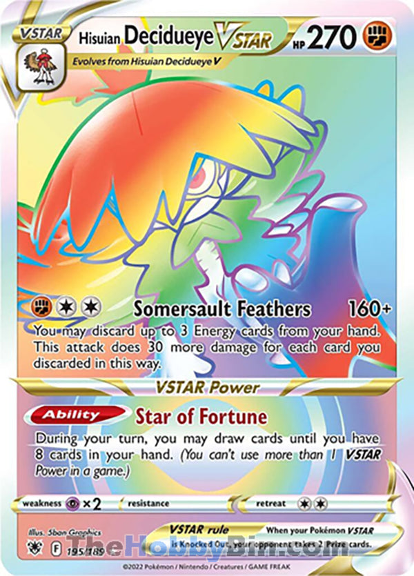 Hisuian Decidueye VSTAR #195/189 Secret Rare - Astral Radiance Pokemon card