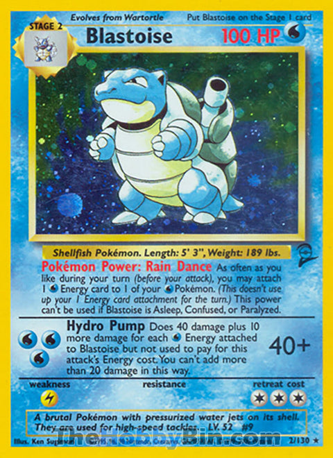 0002 Blastoise Holo Rare Base Set 2