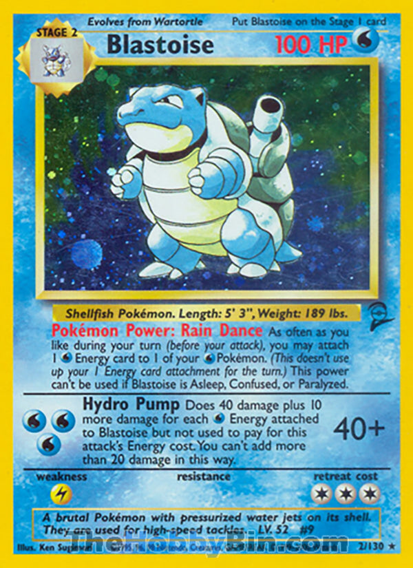 0002 Blastoise Holo Rare Base Set 2