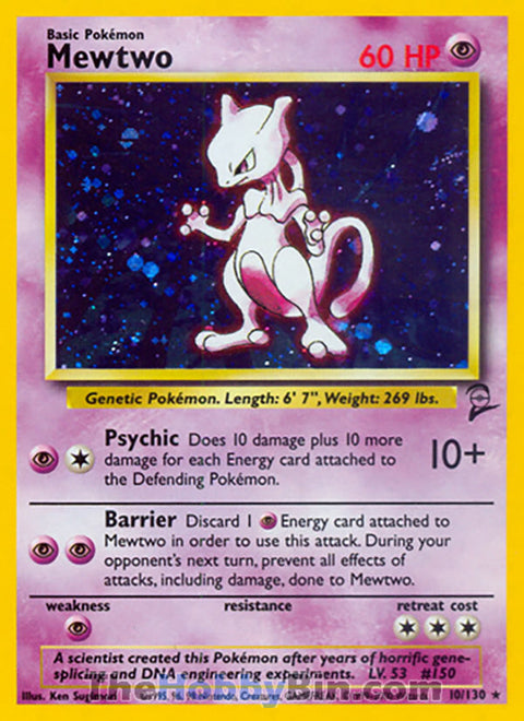 0010 Mewtwo Holo Rare Base Set 2
