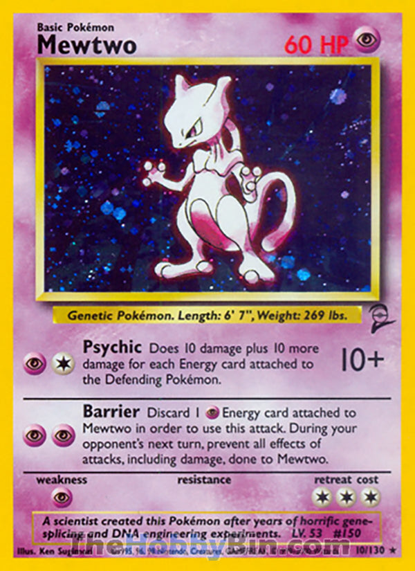 Mewtwo #10/130 Holo Rare - Base Set 2 Pokemon card