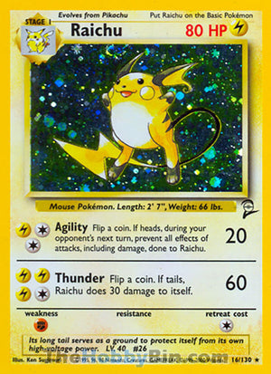 0016 Raichu Holo Rare Base Set 2
