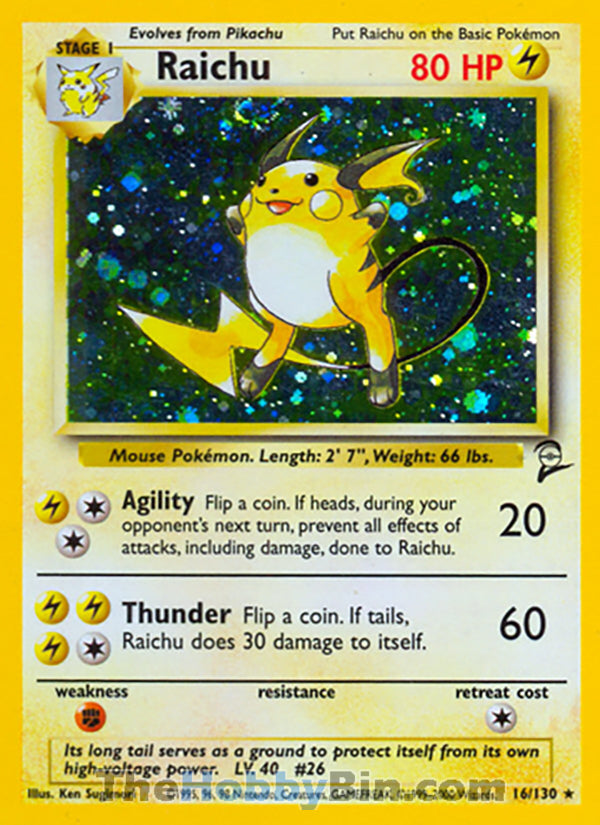 Raichu #16/130 Holo Rare - Base Set 2 Pokemon card