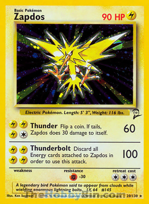 0020 Zapdos Holo Rare Base Set 2