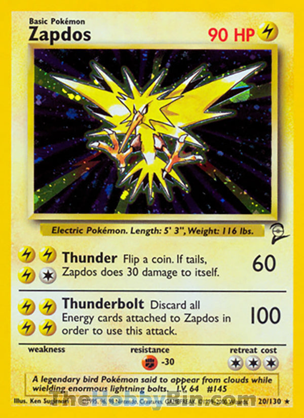 Zapdos #20/130 Holo Rare - Base Set 2 Pokemon card