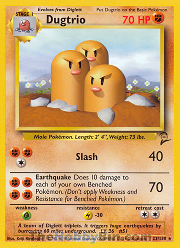 Dugtrio #23/130 Rare - Base Set 2 Pokemon card