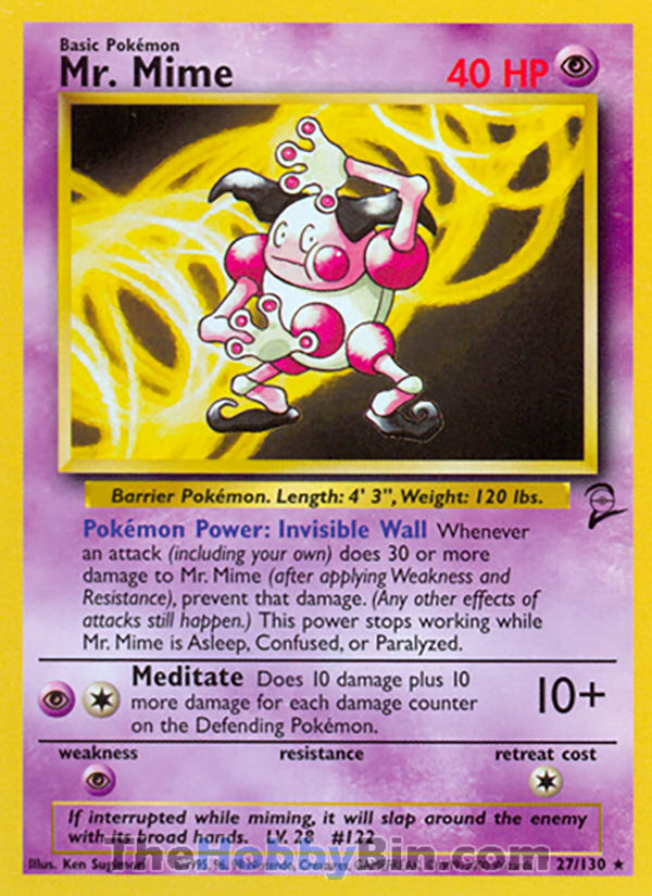 Mr. Mime Base Set 2 Rare #27/130