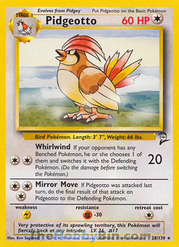 Pidgeotto #28/130 Rare - Base Set 2 Pokemon card
