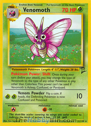 0031 Venomoth Rare Base Set 2