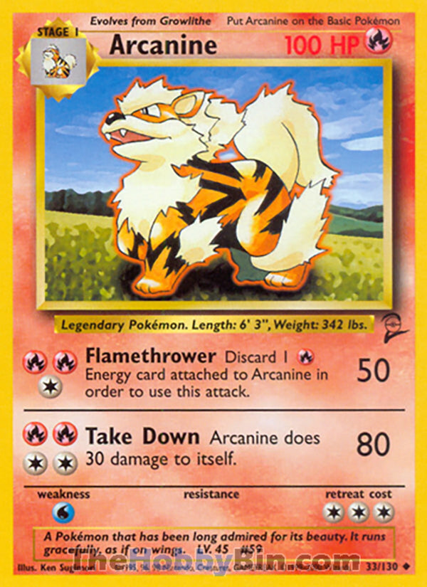 Arcanine #33/130 Uncommon - Base Set 2 Pokemon card